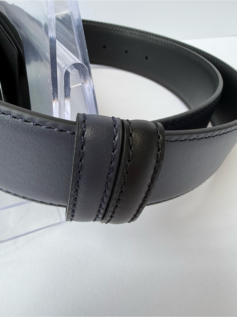 NWT Versace Black/Blue Leather Belt with Silver Medusa Head Buckle- 95/38 - Picture 7 of 10